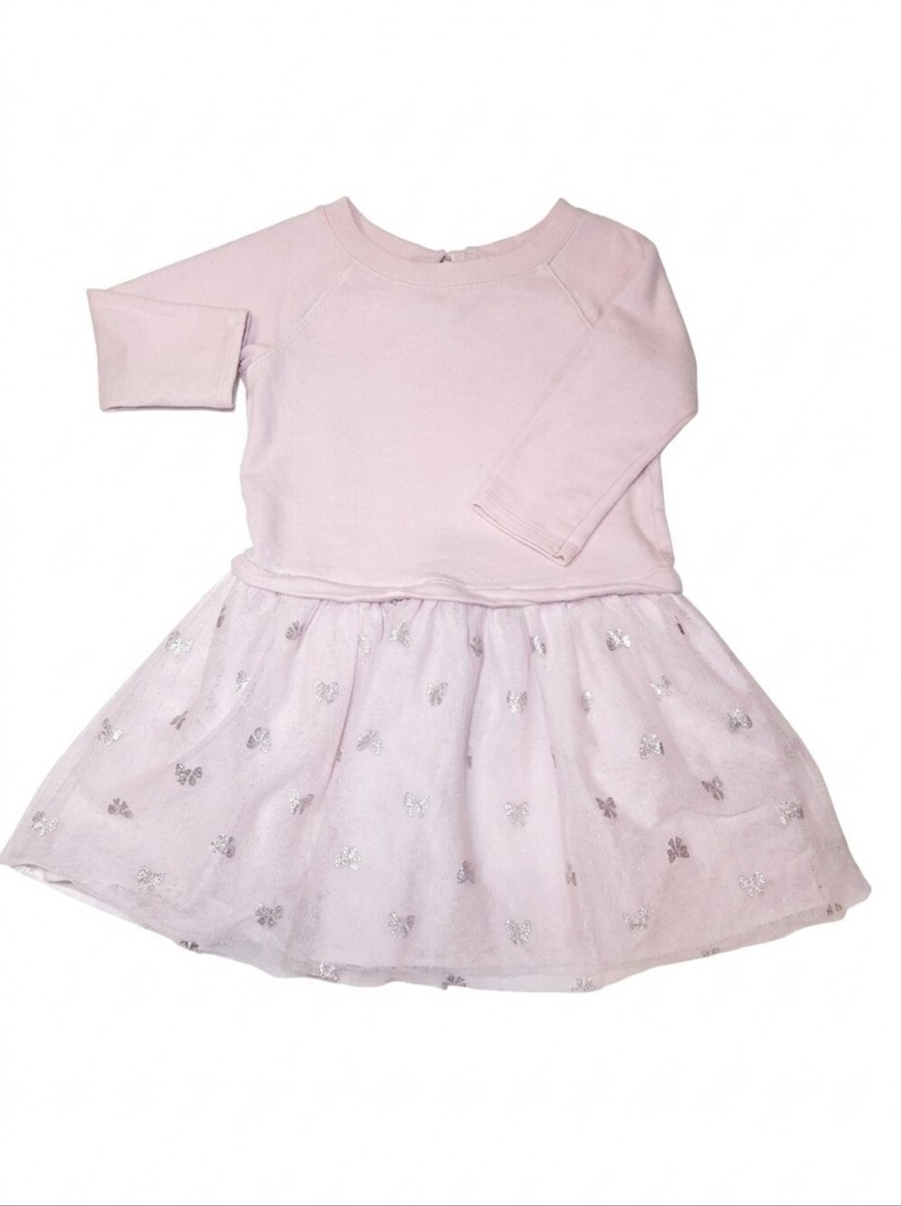Carters Tulle Tutu Sweater Dress Metallic Ribbon Bow Print Girls Size 4T